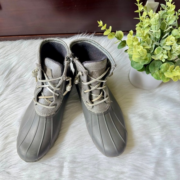 Sperry Top-Sider Saltwater Shimmer Duck Boots Gray Waterproof Size 7.5 - Picture 2 of 13